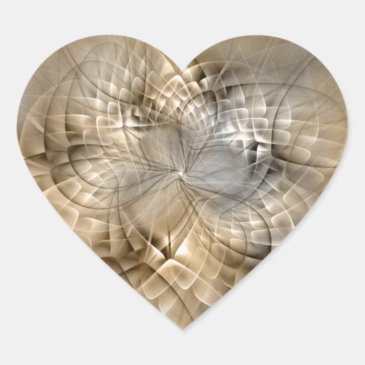 Sticker Cœur Textures d'art fractal moderne abstrait tons de te (Devant)