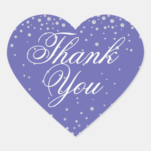 Sticker Cœur Thank You Purple Diamonds Wedding (Devant)