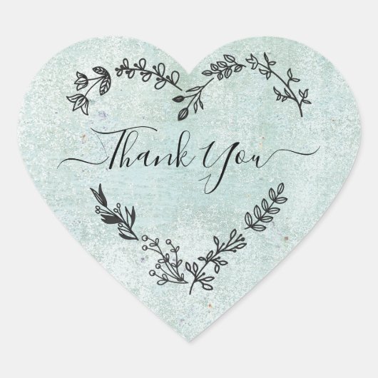 Sticker Cœur Thank You Quote on Green Grunge Background (Devant)