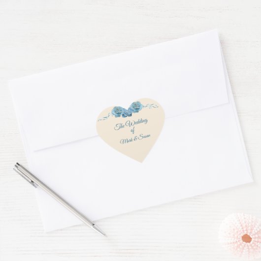 Sticker Cœur The Wedding Of Elegant Blue Roses  (Enveloppe)