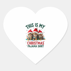 Sticker Cœur This Is My Christmas Pajama Shirt Cat Lover Funny