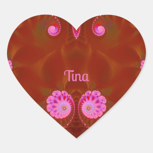 Sticker Cœur TINA ~ COOL ! ~ PINK SPIN ~ Design lumineux ~ (Devant)