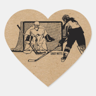 Sticker Cœur Tiré Sur Le Joueur De Hockey Net (Femme)
