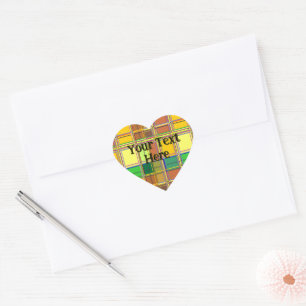 Sticker Cœur Tissu Coloré Madras Tartan des Caraïbes