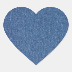 Sticker Cœur Tissu d'origine Mode bleue jean denim