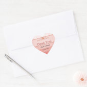 Sticker Cœur Ton de corail sur ton Merci Mariage rayé (Enveloppe)