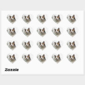 Sticker Cœur Tortoiseshell et Chat blanc (Feuille)