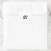 Sticker Cœur Tortue à skateboard (Sac)