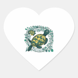 Sticker Cœur Tortue avec bébé