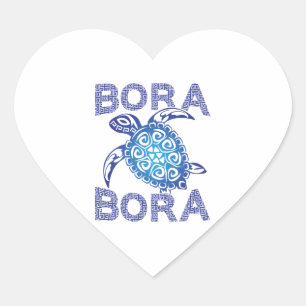 Sticker Cœur Tortue bleue polynésienne Bora Bora