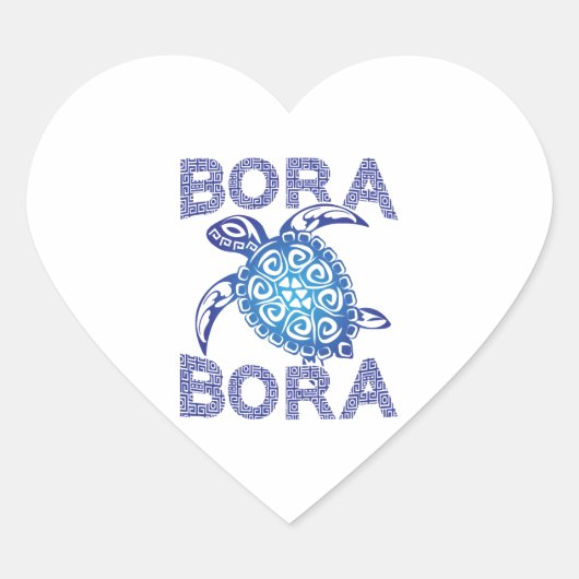 Sticker Cœur Tortue bleue polynésienne Bora Bora (Devant)
