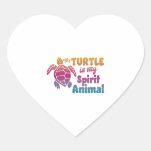 Sticker Cœur Tortue de mer Aquarelle Mon