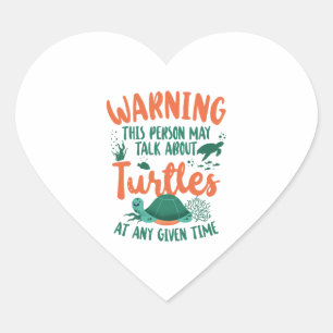 Sticker Cœur Tortue de mer Avertissement