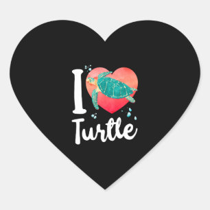 Sticker Cœur Tortue de mer Coeur J'aime