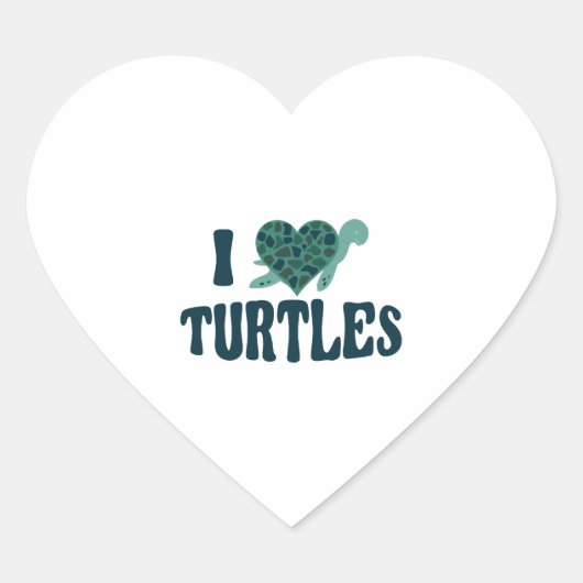 Sticker Cœur Tortue de mer Coeur J'aime (Devant)