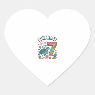 Sticker Cœur Tortue de mer fille d'anniversaire 7e anniversaire