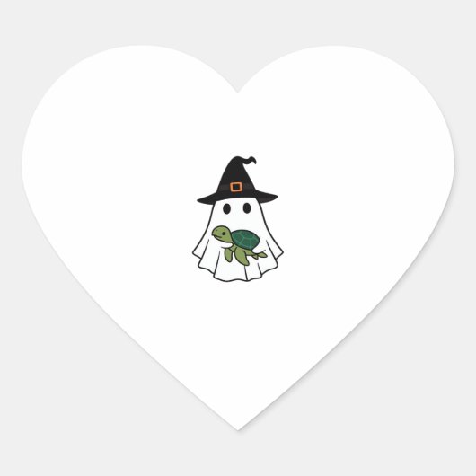 Sticker Cœur Tortue de mer Halloween Ghost sorcier Amoureux des (Devant)