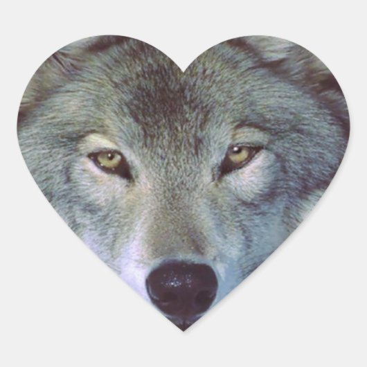 Sticker Cœur Totem animal du loup (Devant)