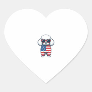 Sticker Cœur Toto patriote avec lunettes de soleil Design vecto