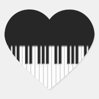 Sticker Cœur Touches de piano noir et blanc