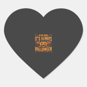 Sticker Cœur Toujours citrouille de chauve-souris de Halloween 
