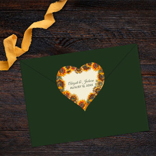 Sticker Cœur Tournesol Mariage Forêt Vert Russe