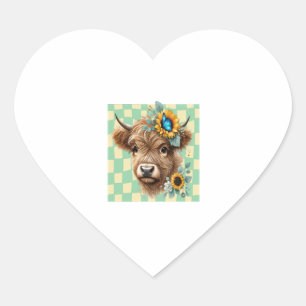 Sticker Cœur Tournesol Vache Png, Jolie Vache Highland