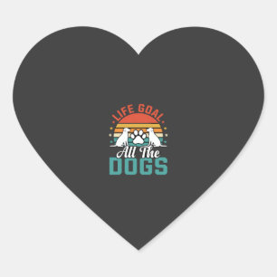 Sticker Cœur Tous les chiens Amateur de chiens rétro