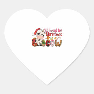 Sticker Cœur Tout Ce Que Je Veux Pour Noël C'Est Vache Noël Met