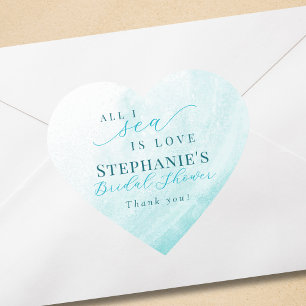 Sticker Cœur Tout ce que je vois est Amour Salle de Bain Océan 