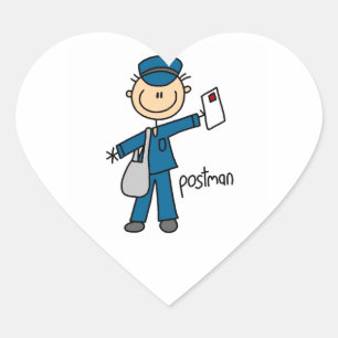 Sticker Cœur Travailleur Postal Figurine Bâton