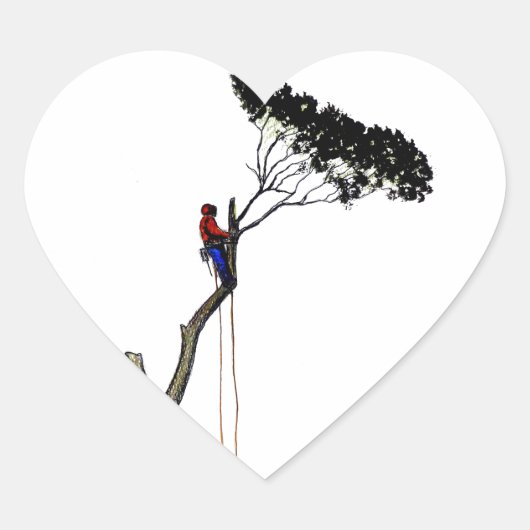 Sticker Cœur Tree Surgeon Arborist at work present Chainsaw Gif (Devant)