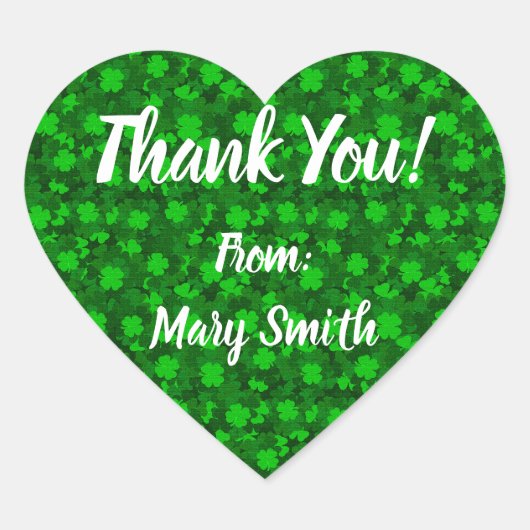 Sticker Cœur Trèfle Floral à Quatre Feuilles Moderne (Devant)