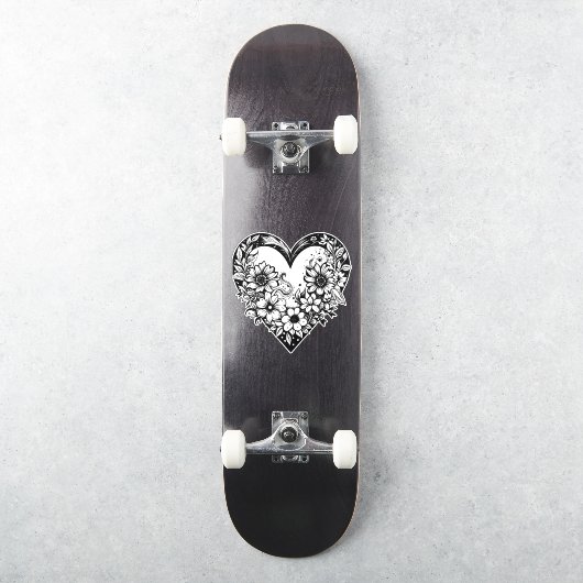 Sticker Coeur tribal noir et blanc (Skateboard)