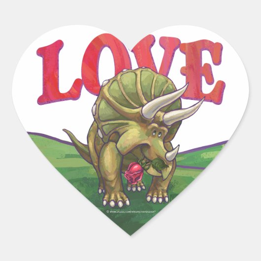 Sticker Cœur Tricératops amoureux Saint Valentin (Devant)