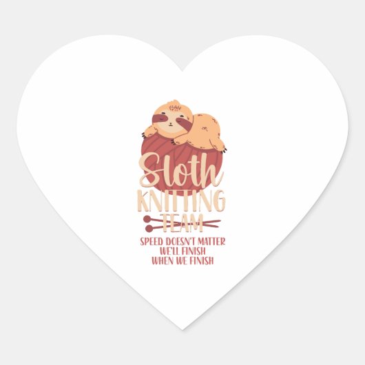 Sticker Cœur Tricot Knitter Sloth (Devant)