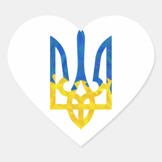 Sticker Cœur Trident ukrainien polygonal faible (Devant)