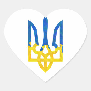 Sticker Cœur Trident ukrainien polygonal faible