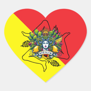 Sticker Cœur Trinacria sicilienne