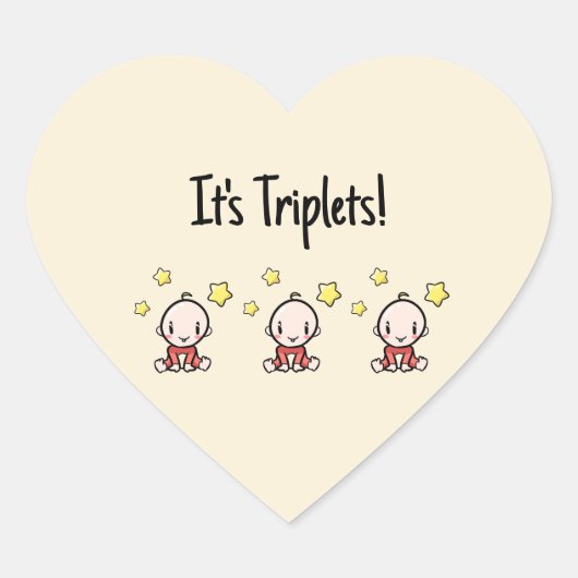 Sticker Cœur Triplets !, Triplet Babies, Unisex, Neutral (Devant)