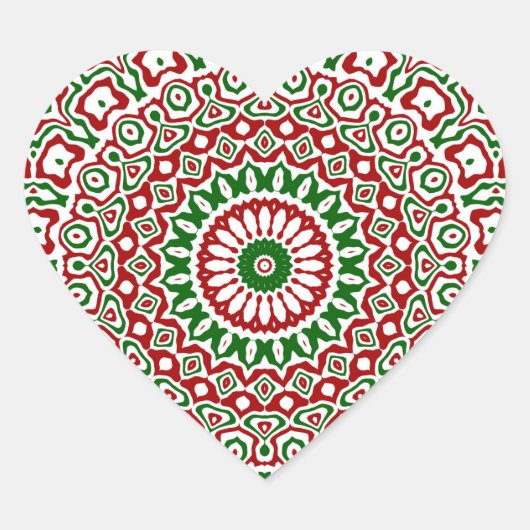 Sticker Cœur Trippie Hippie Super Boho Funky Christmas Mandala (Devant)