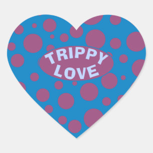 Sticker Cœur Trippy Love Purple Dots Sentiment Blue Psychedelic