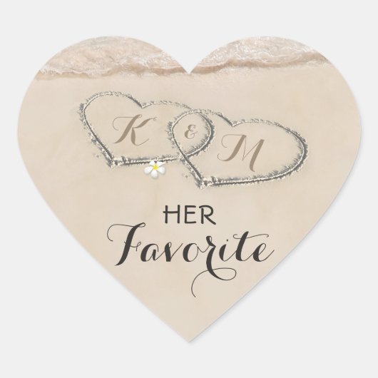 Sticker Cœur Tropical Beach Heart Mariage | Son favori (Devant)