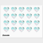 Sticker Cœur Tropical Beach, Ocean View, Pink Clouds, Palm (Feuille)