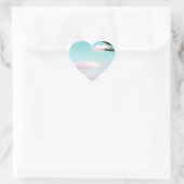 Sticker Cœur Tropical Beach, Ocean View, Pink Clouds, Palm (Sac)