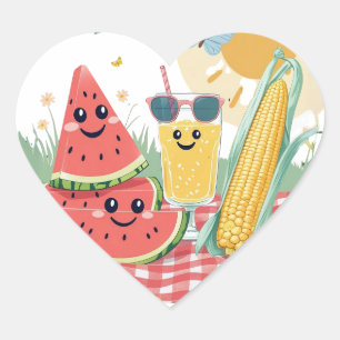 Sticker Cœur Tropical Treats – Ensemble d'autocollants de snack
