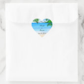 Sticker Cœur Tropical Waters Beach Wedding Enregistrer La Date (Sac)