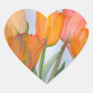 Sticker Cœur Tulipes d'agrumes orange