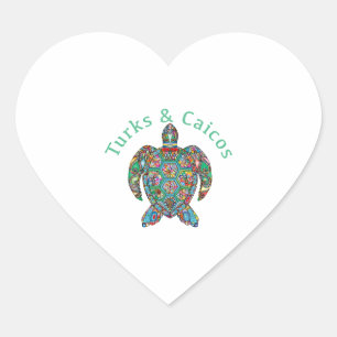 Sticker Cœur Tur Caicos Tortue Tribal