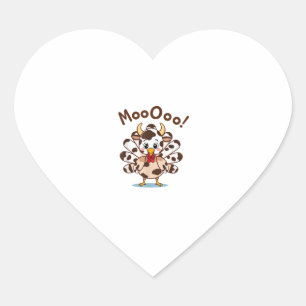 Sticker Cœur Turquie Moo Costume de vache mignonne Thanksgiving